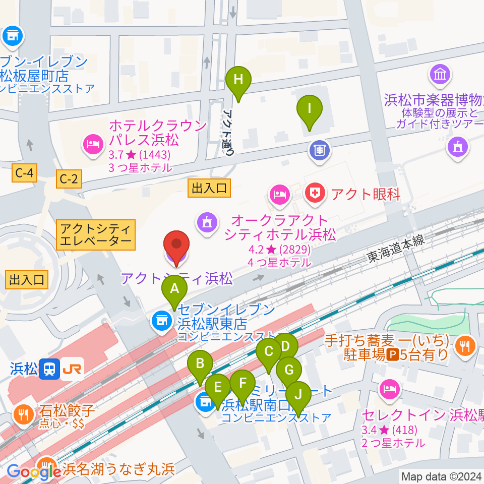 アクトシティ浜松周辺の駐車場・コインパーキング一覧地図