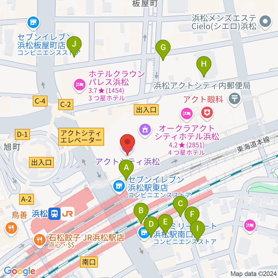 アクトシティ浜松周辺の駐車場・コインパーキング一覧地図