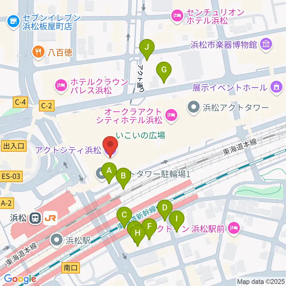 アクトシティ浜松周辺の駐車場・コインパーキング一覧地図