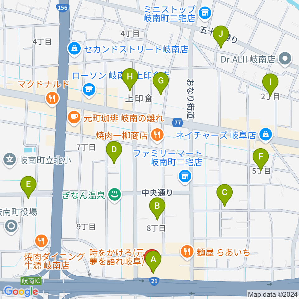 岐阜CLUB ROOTS周辺の駐車場・コインパーキング一覧地図