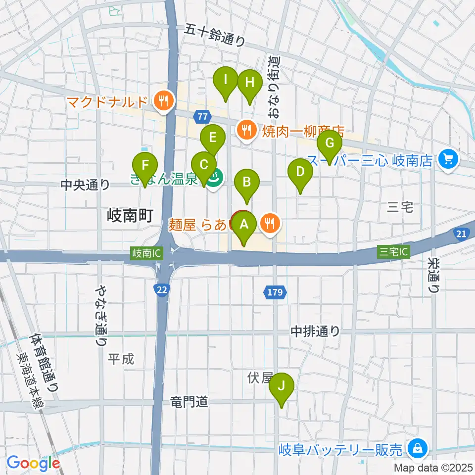 岐阜CLUB ROOTS周辺の駐車場・コインパーキング一覧地図