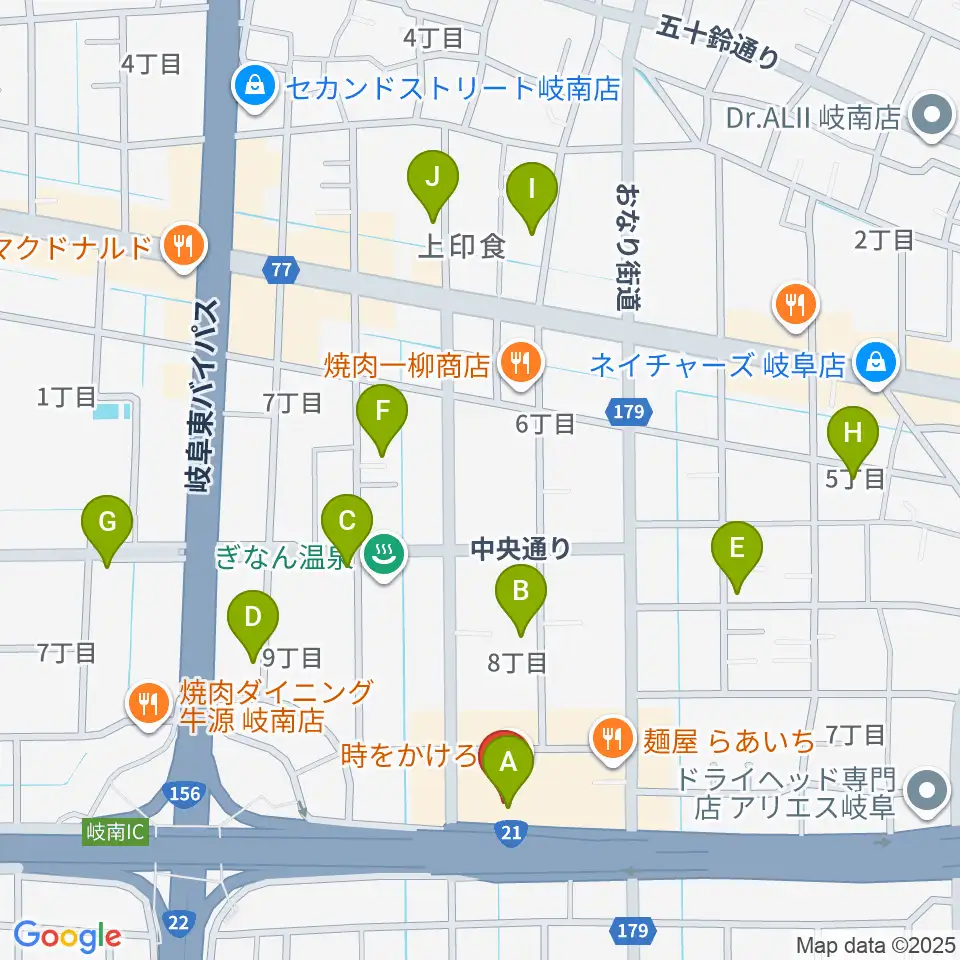 岐阜CLUB ROOTS周辺の駐車場・コインパーキング一覧地図