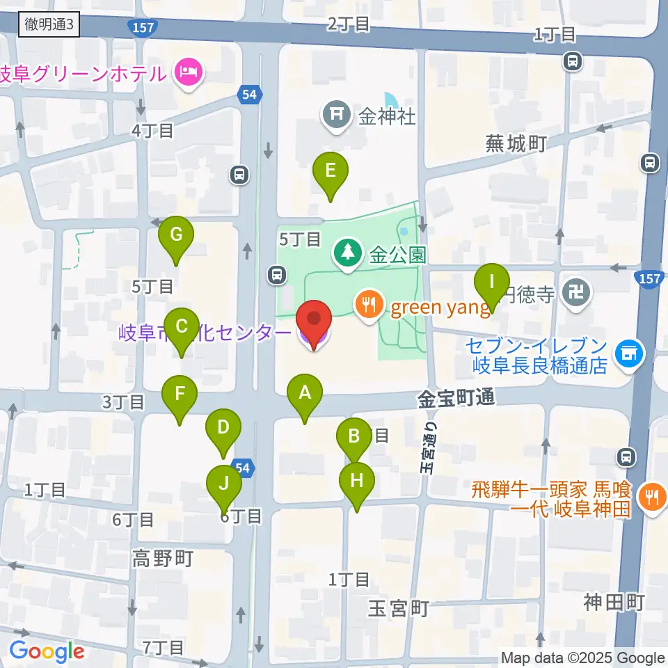 岐阜市文化センター周辺の駐車場・コインパーキング一覧地図