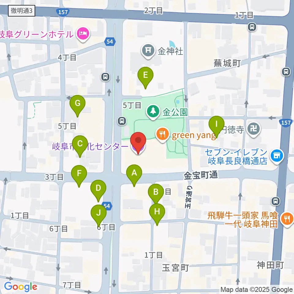 岐阜市文化センター周辺の駐車場・コインパーキング一覧地図
