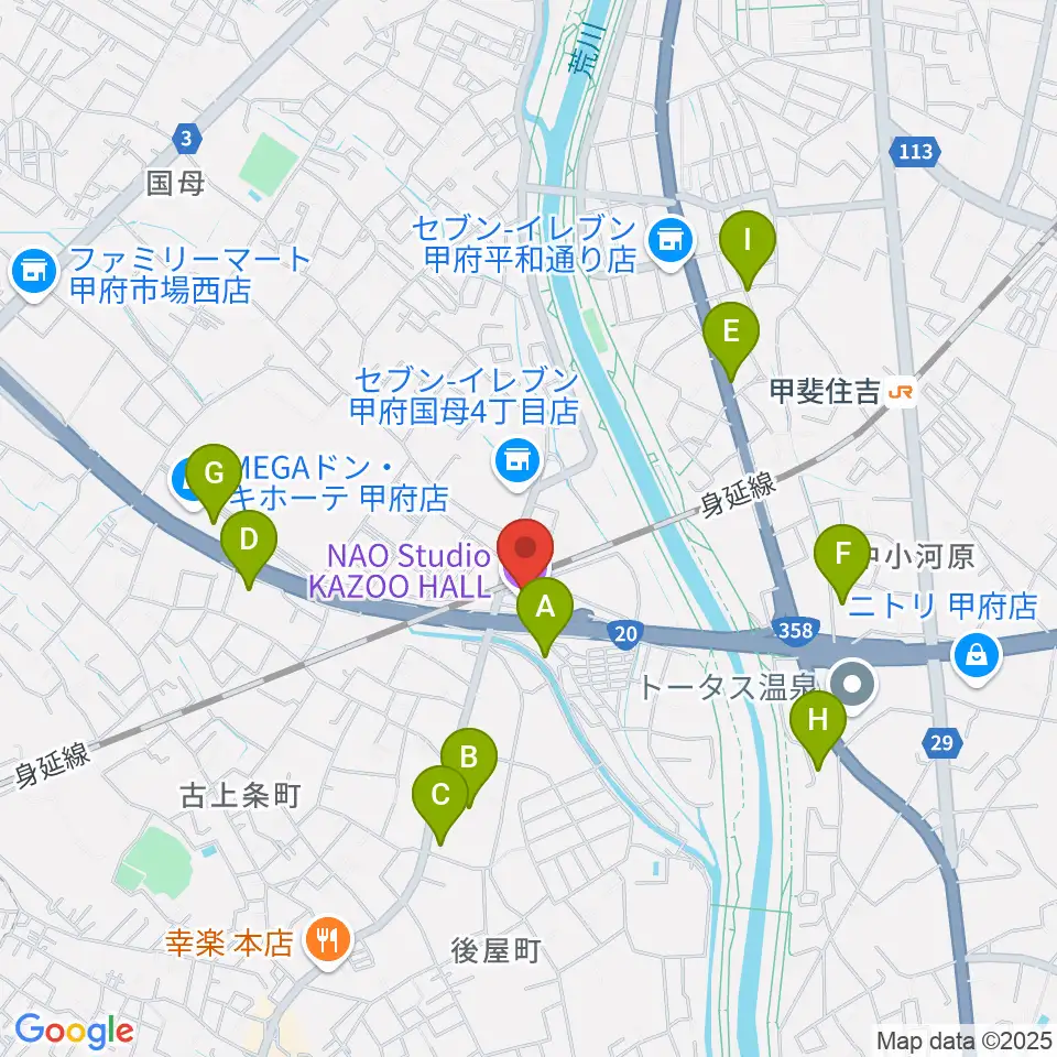 甲府カズーホール周辺の駐車場・コインパーキング一覧地図