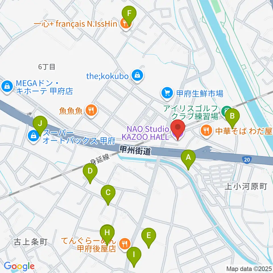 甲府カズーホール周辺の駐車場・コインパーキング一覧地図