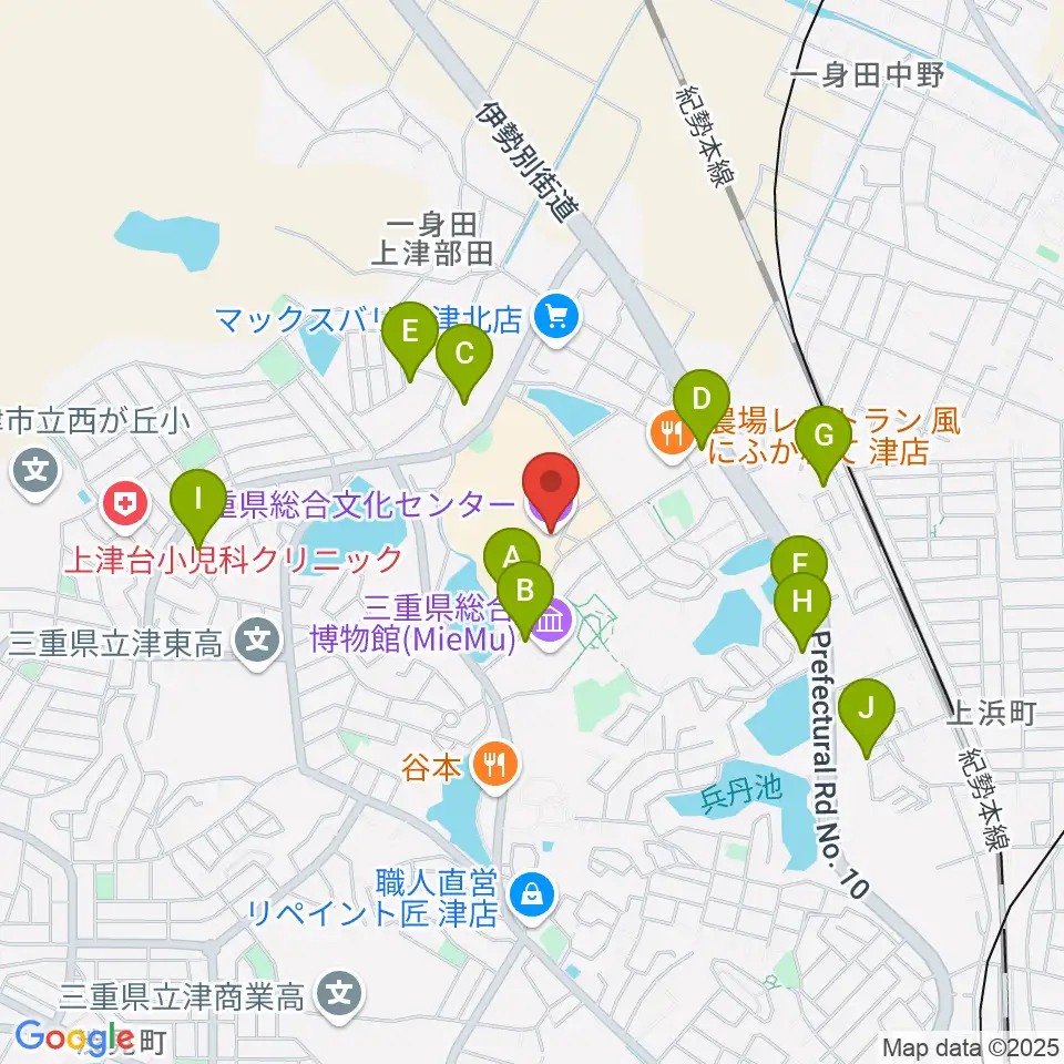 三重県文化会館周辺の駐車場・コインパーキング一覧地図