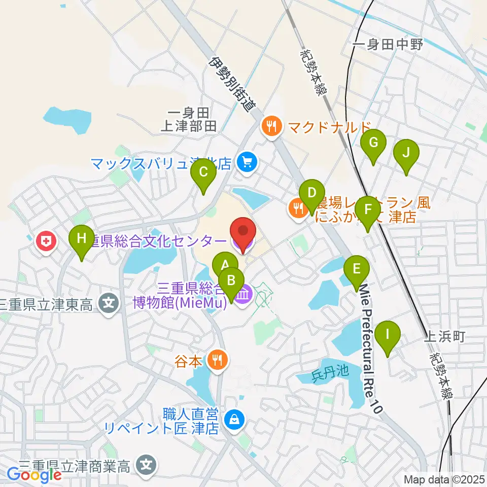三重県文化会館周辺の駐車場・コインパーキング一覧地図