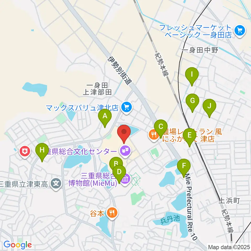 三重県文化会館周辺の駐車場・コインパーキング一覧地図