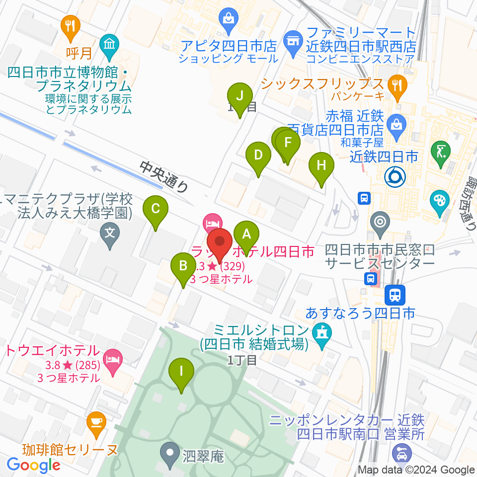 四日市CLUB CHAOS周辺の駐車場・コインパーキング一覧地図