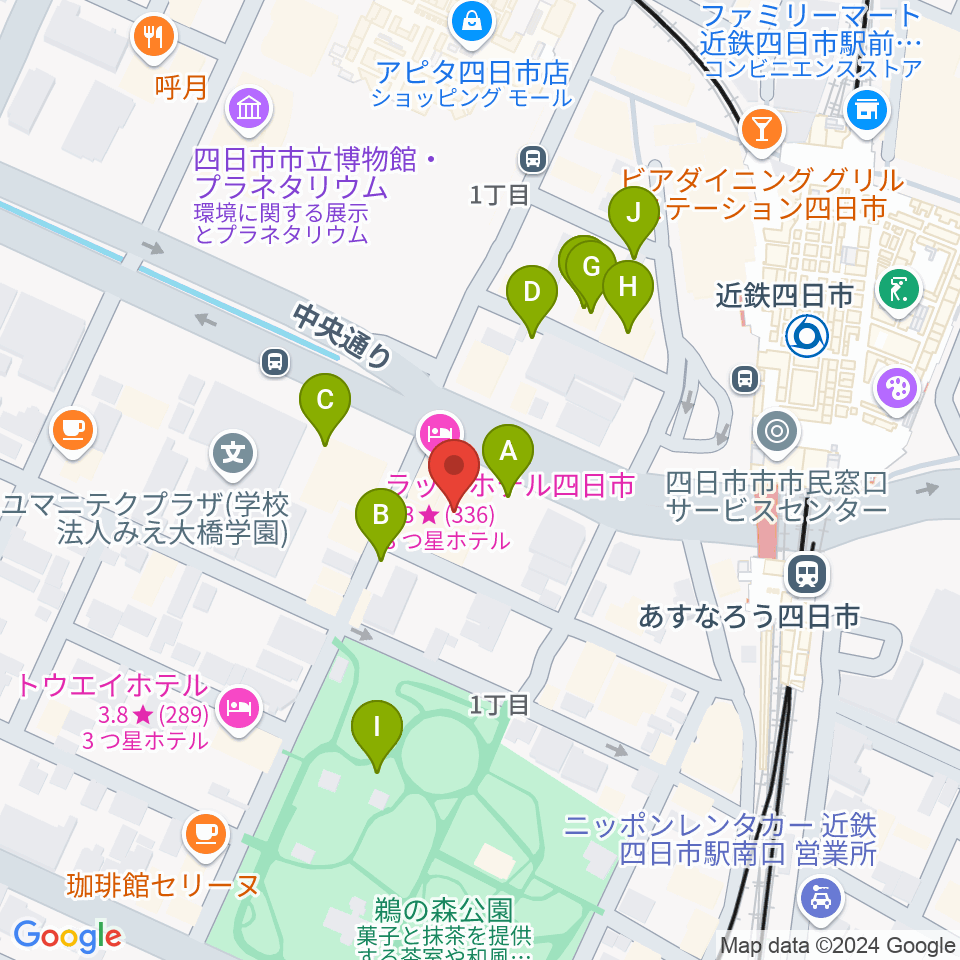 四日市CLUB CHAOS周辺の駐車場・コインパーキング一覧地図