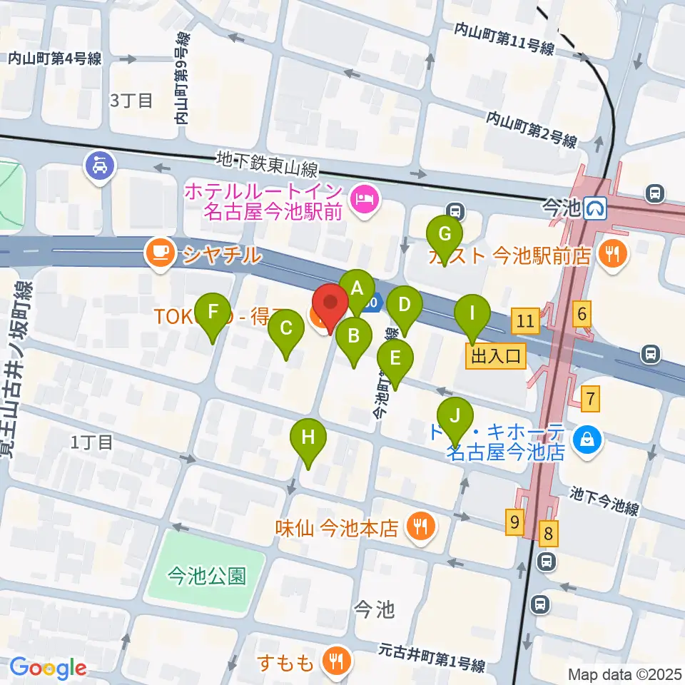 今池TOKUZO周辺の駐車場・コインパーキング一覧地図