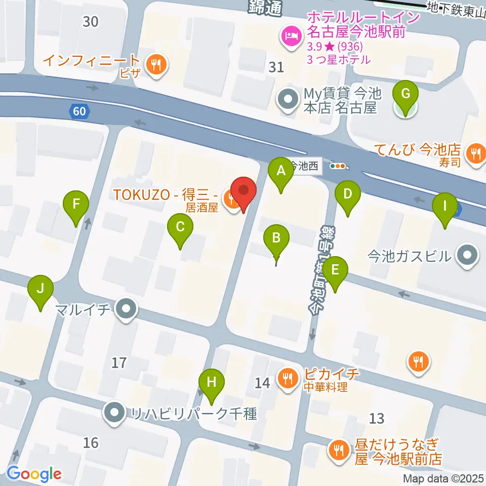 今池TOKUZO周辺の駐車場・コインパーキング一覧地図