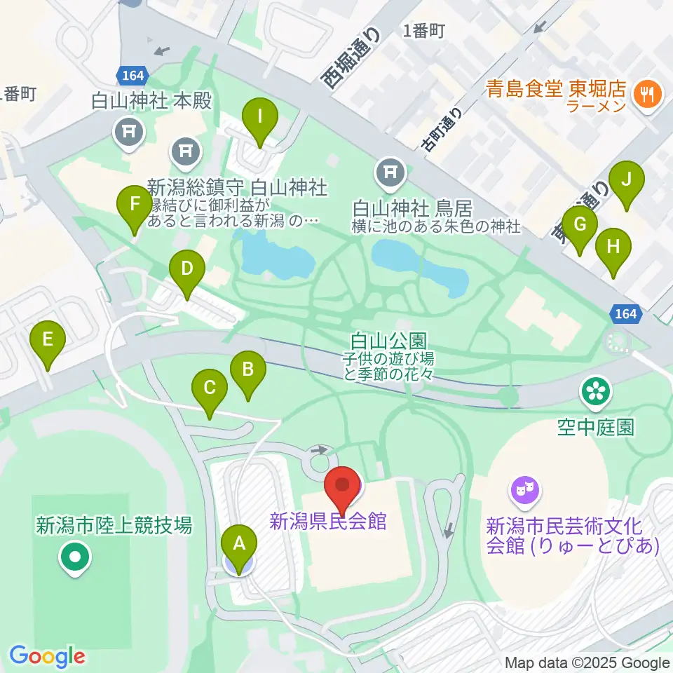 新潟県民会館周辺の駐車場・コインパーキング一覧地図