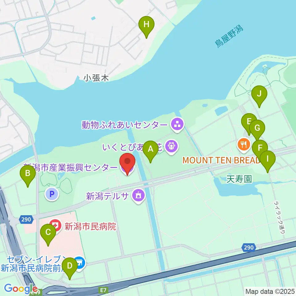 新潟市産業振興センター周辺の駐車場・コインパーキング一覧地図