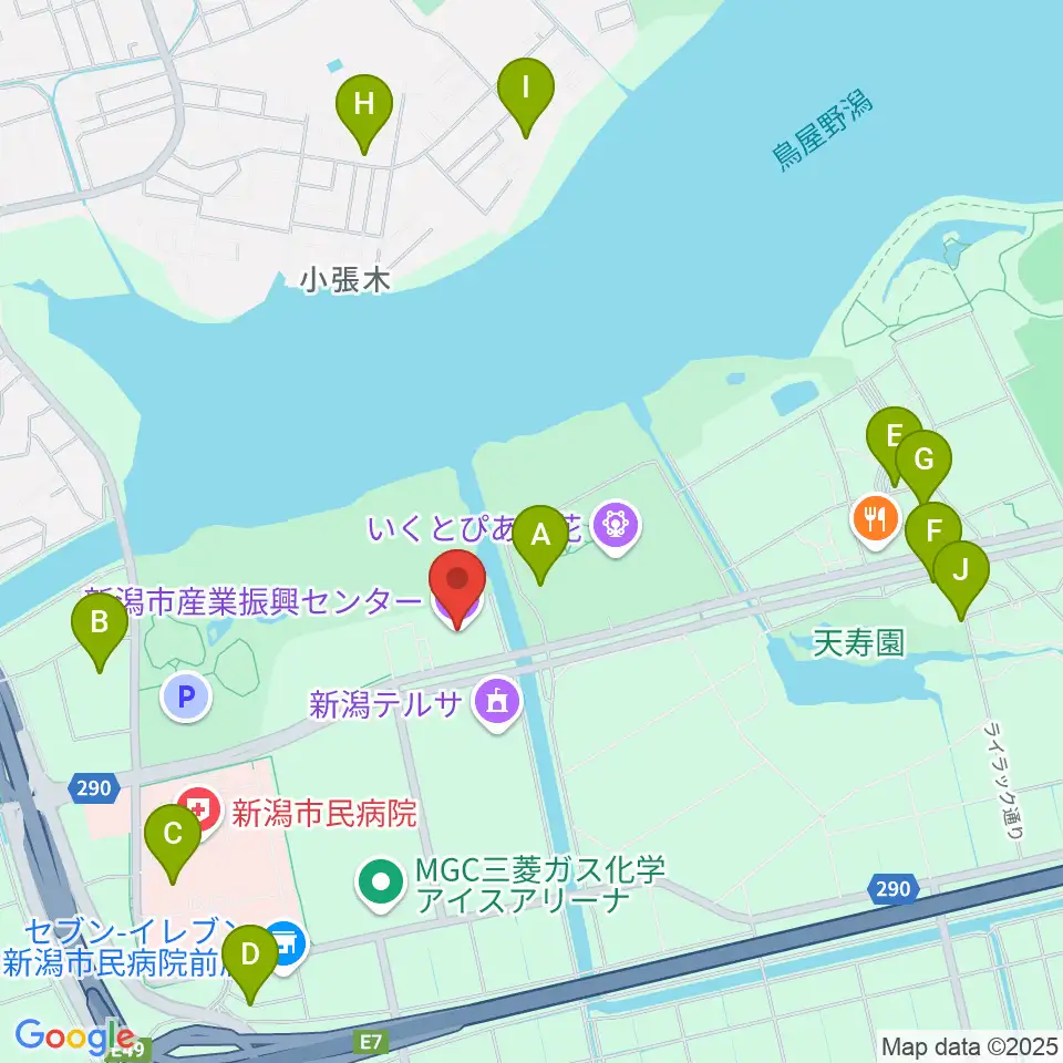 新潟市産業振興センター周辺の駐車場・コインパーキング一覧地図