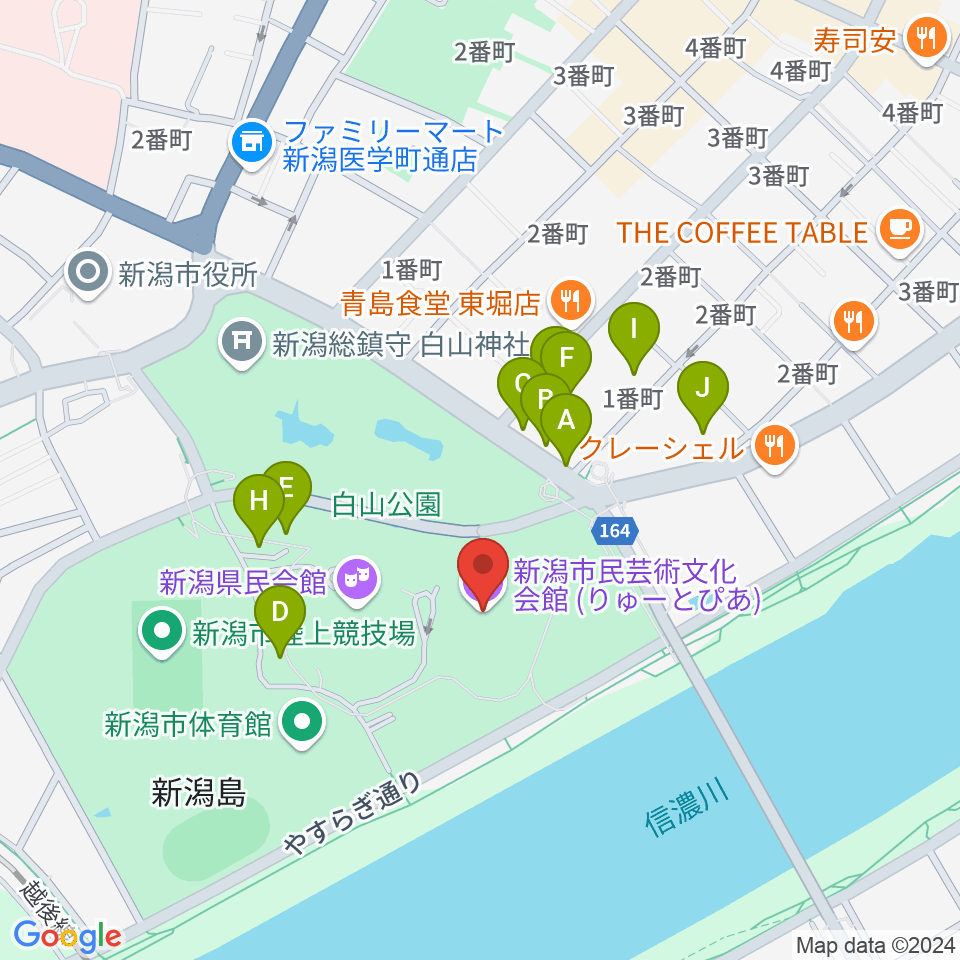 りゅーとぴあ 新潟市民芸術文化会館周辺の駐車場・コインパーキング一覧地図