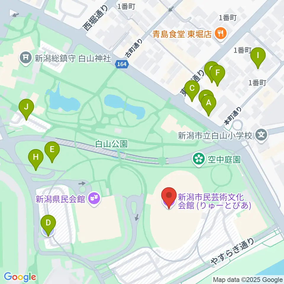 りゅーとぴあ 新潟市民芸術文化会館周辺の駐車場・コインパーキング一覧地図