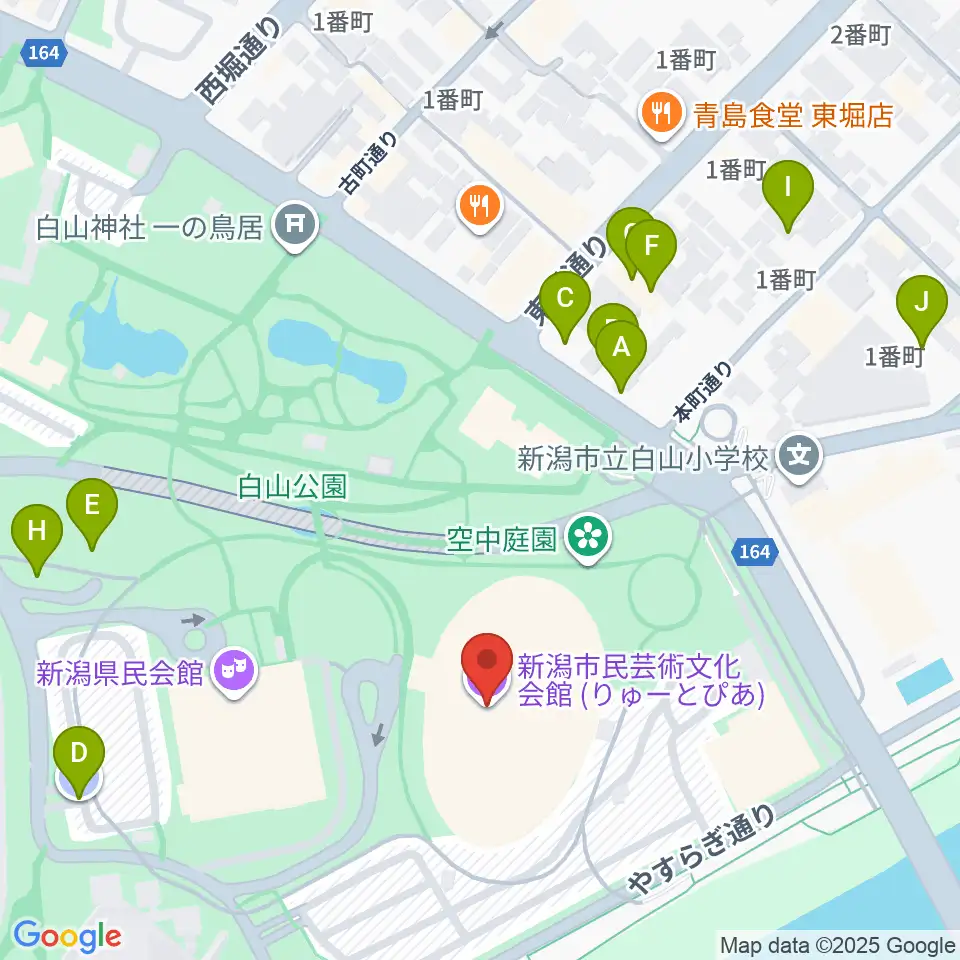 りゅーとぴあ 新潟市民芸術文化会館周辺の駐車場・コインパーキング一覧地図