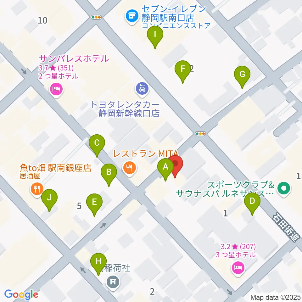 静岡サナッシュ周辺の駐車場・コインパーキング一覧地図