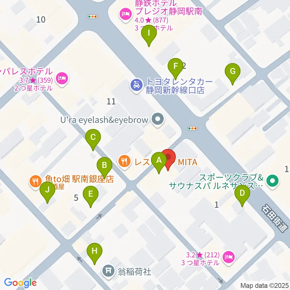 静岡サナッシュ周辺の駐車場・コインパーキング一覧地図