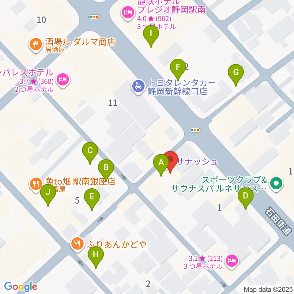 静岡サナッシュ周辺の駐車場・コインパーキング一覧地図