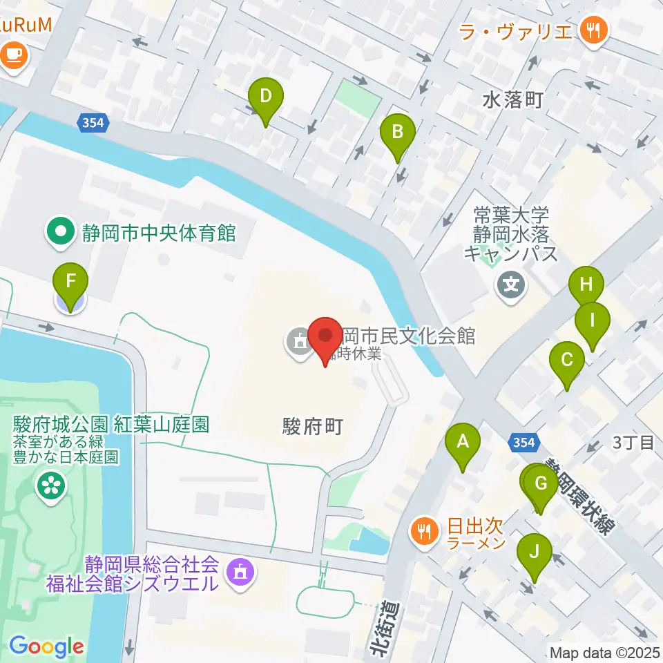 静岡市民文化会館周辺の駐車場・コインパーキング一覧地図