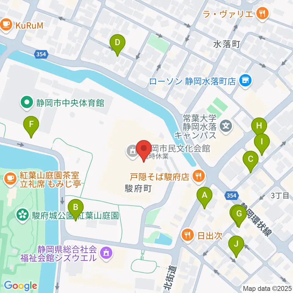静岡市民文化会館周辺の駐車場・コインパーキング一覧地図