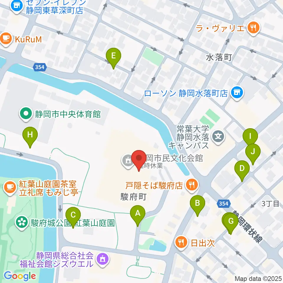 静岡市民文化会館周辺の駐車場・コインパーキング一覧地図