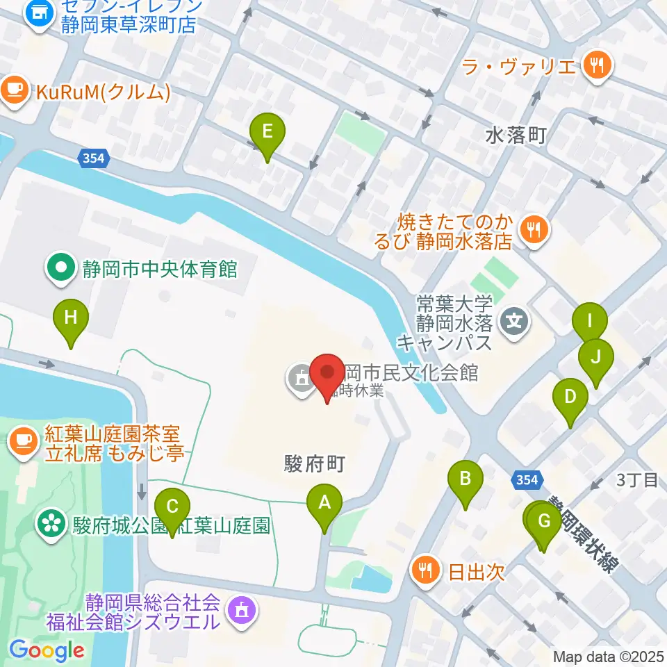 静岡市民文化会館周辺の駐車場・コインパーキング一覧地図