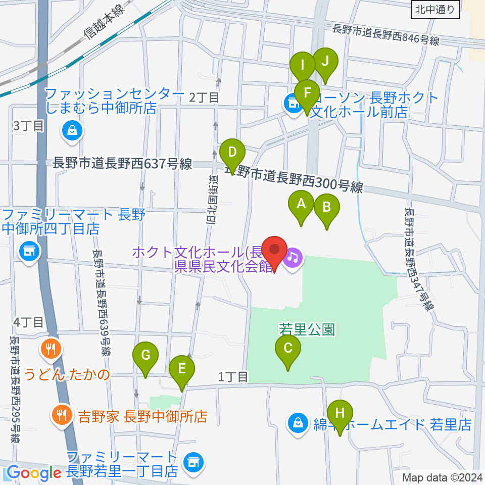 ホクト文化ホール周辺の駐車場・コインパーキング一覧地図