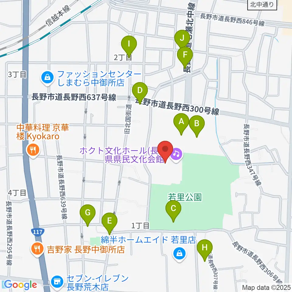 ホクト文化ホール周辺の駐車場・コインパーキング一覧地図