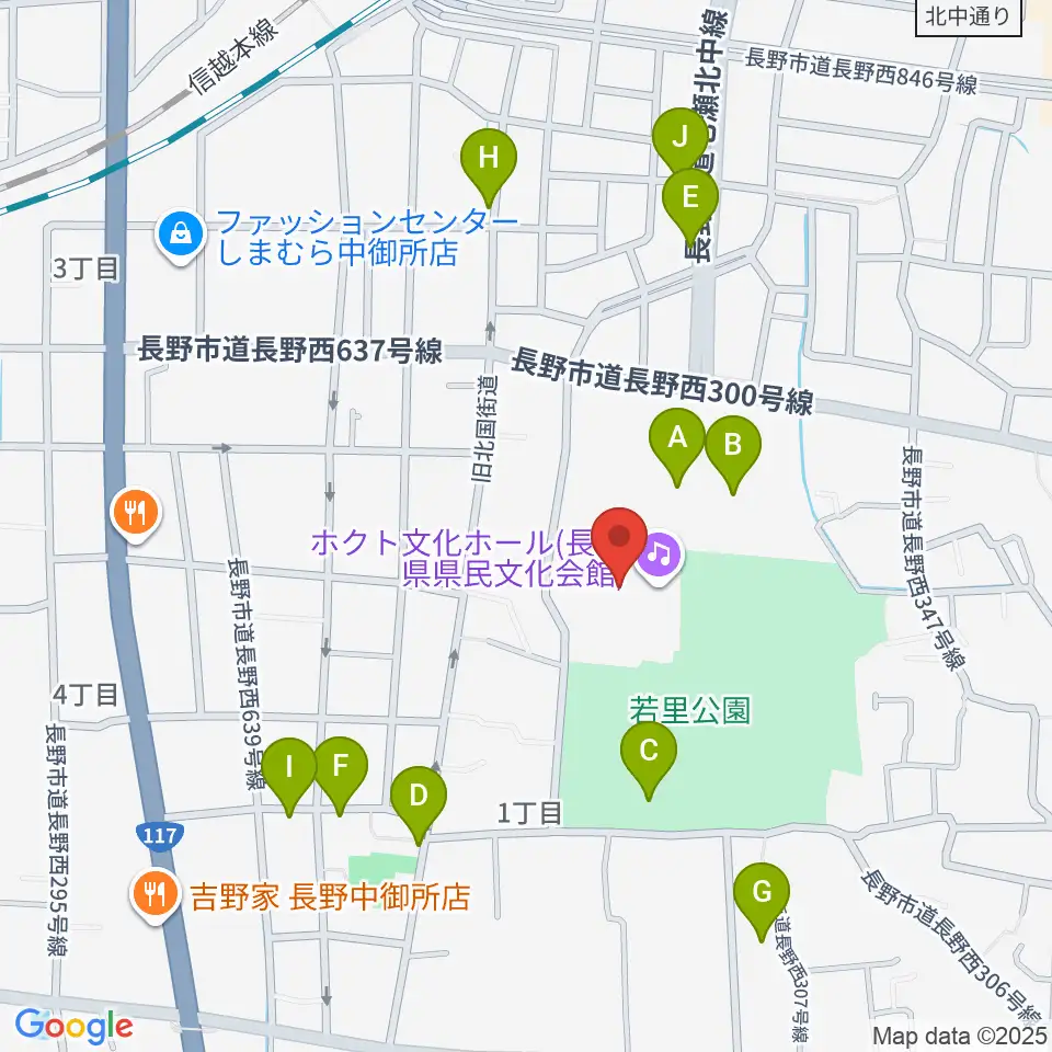 ホクト文化ホール周辺の駐車場・コインパーキング一覧地図