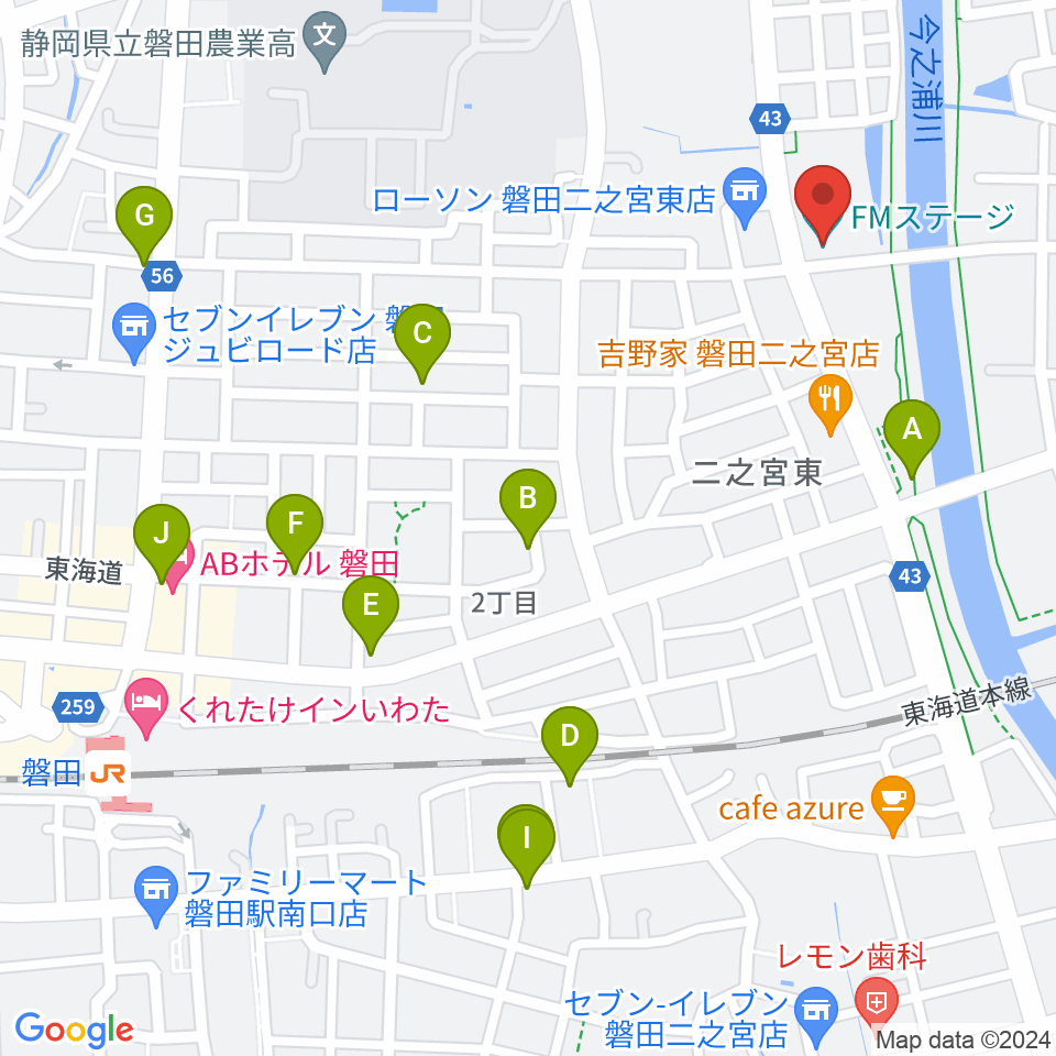 磐田FMステージ周辺の駐車場・コインパーキング一覧地図