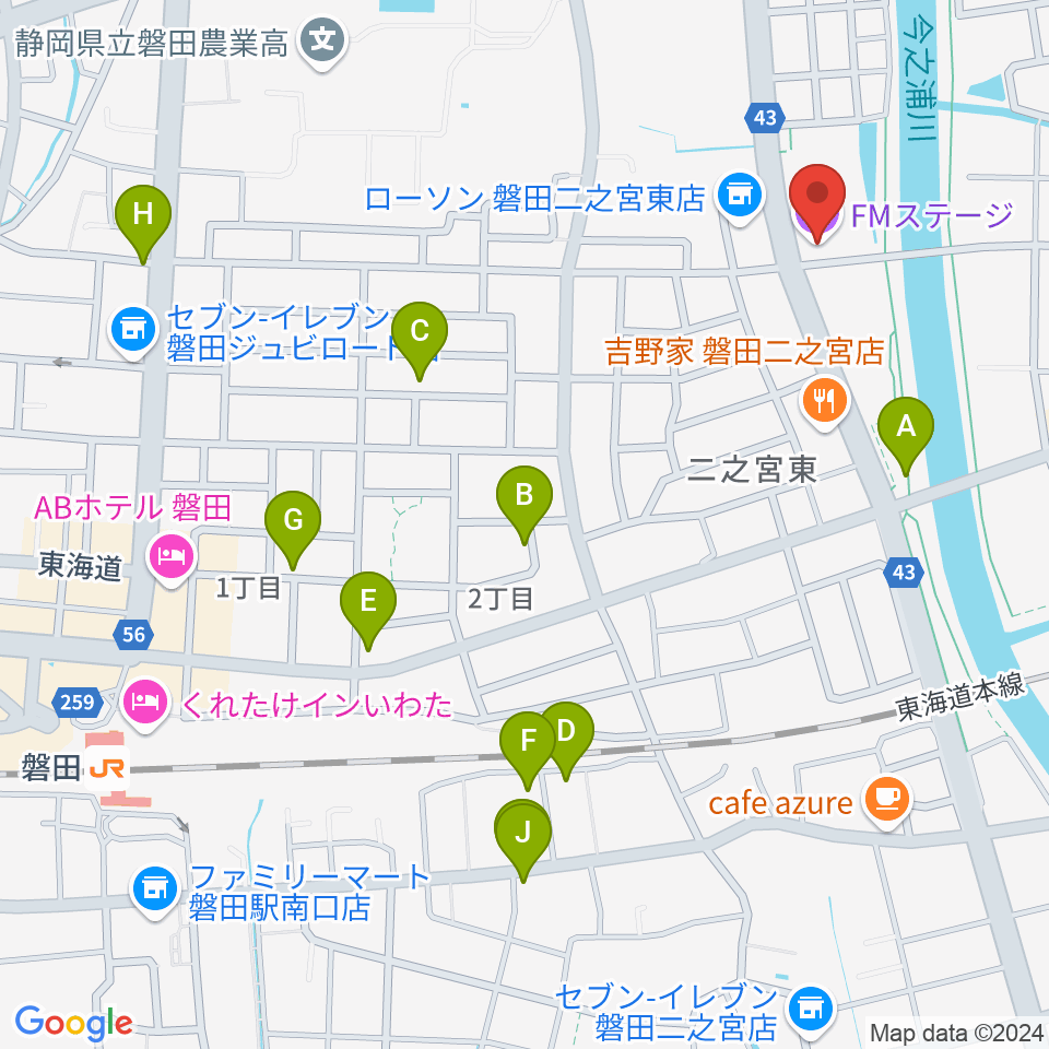 磐田FMステージ周辺の駐車場・コインパーキング一覧地図