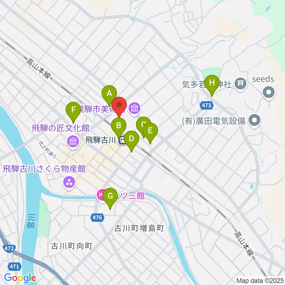 飛騨市文化交流センター周辺の駐車場・コインパーキング一覧地図