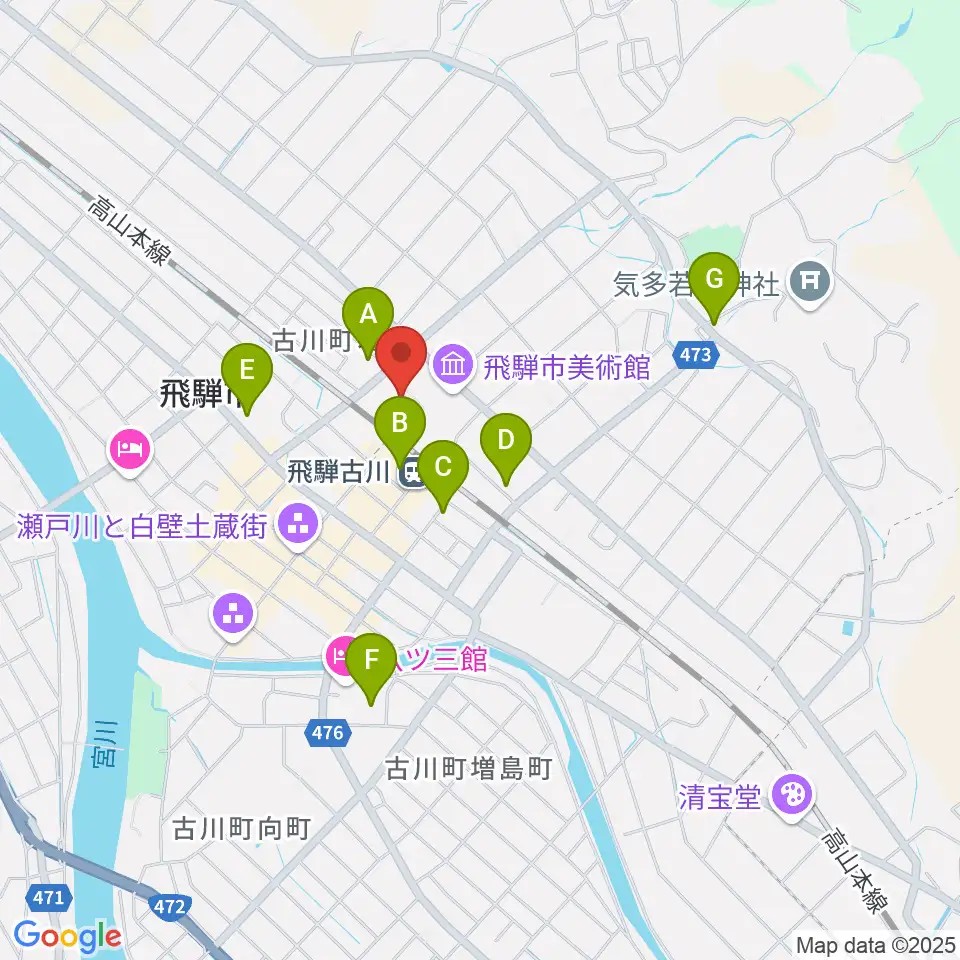 飛騨市文化交流センター周辺の駐車場・コインパーキング一覧地図
