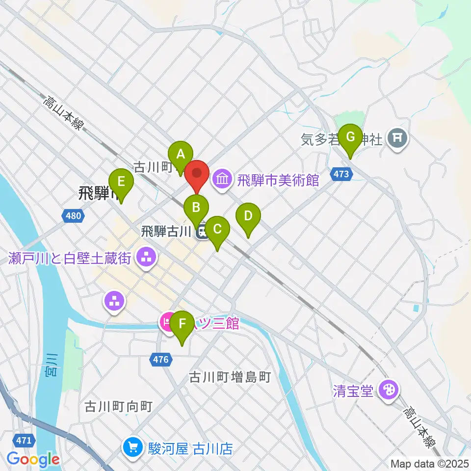 飛騨市文化交流センター周辺の駐車場・コインパーキング一覧地図