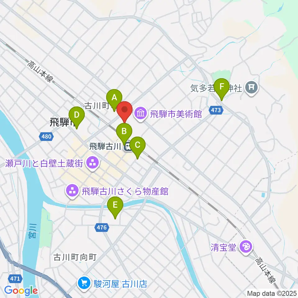 飛騨市文化交流センター周辺の駐車場・コインパーキング一覧地図