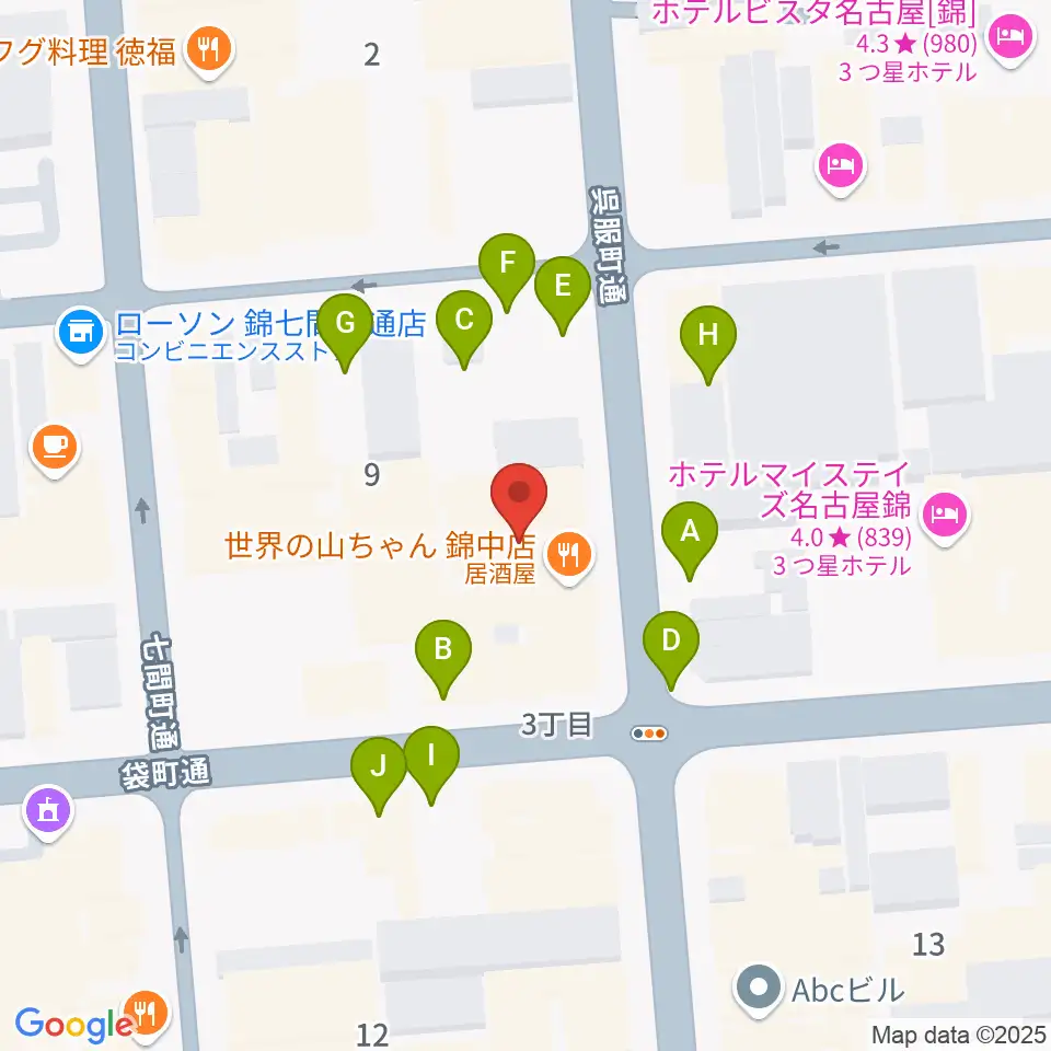 名古屋栄マイルス周辺の駐車場・コインパーキング一覧地図