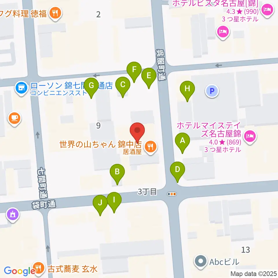 名古屋栄マイルス周辺の駐車場・コインパーキング一覧地図