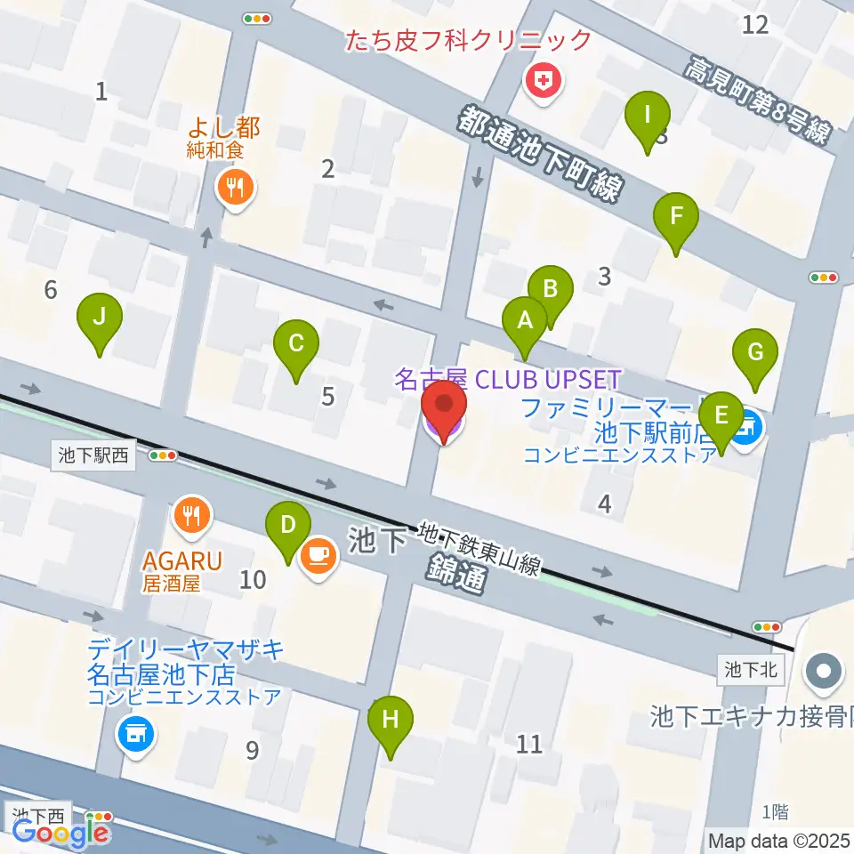 池下CLUB UPSET周辺の駐車場・コインパーキング一覧地図
