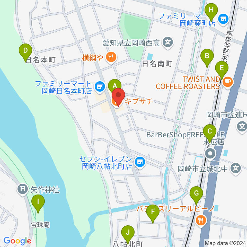 岡崎サテンドール周辺の駐車場・コインパーキング一覧地図