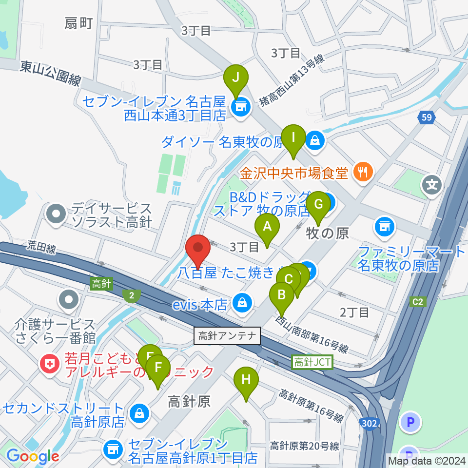 名古屋ライブスペースピアチェーレ周辺の駐車場・コインパーキング一覧地図