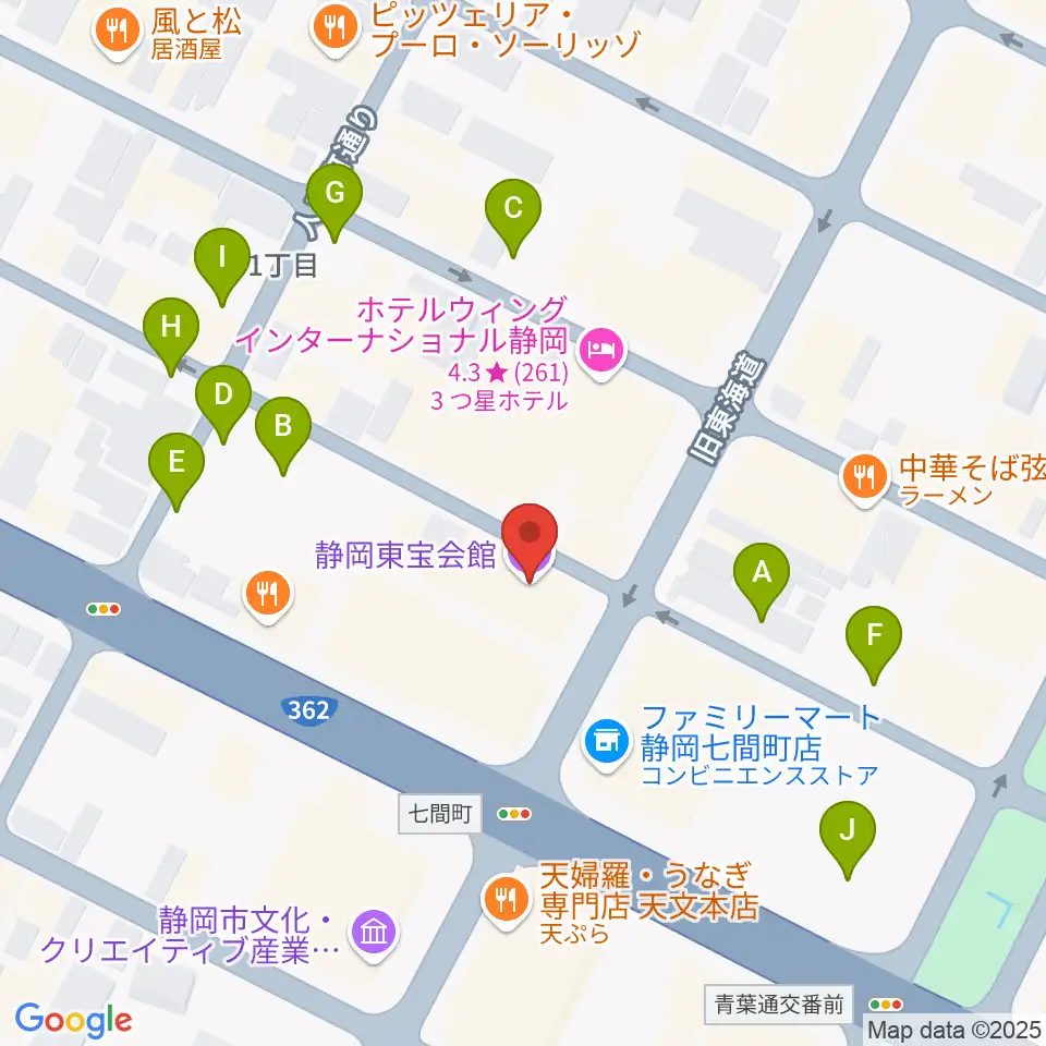 静岡UHU周辺の駐車場・コインパーキング一覧地図