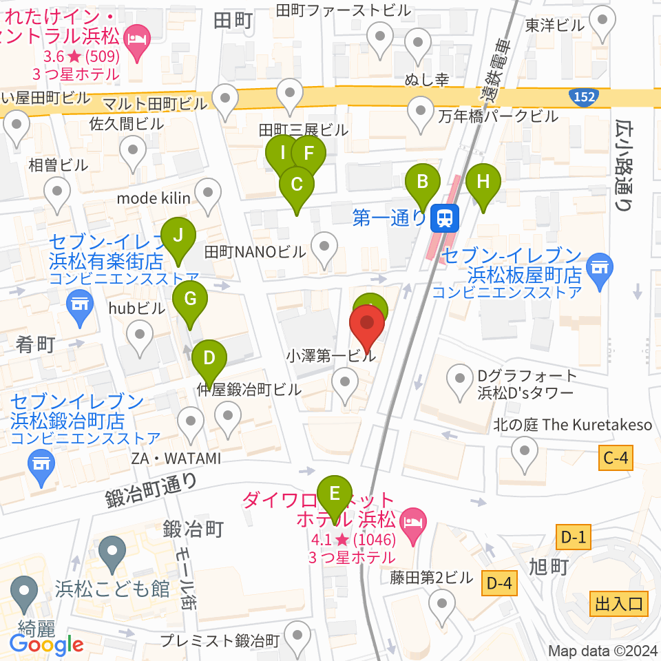 浜松メリーユー周辺の駐車場・コインパーキング一覧地図