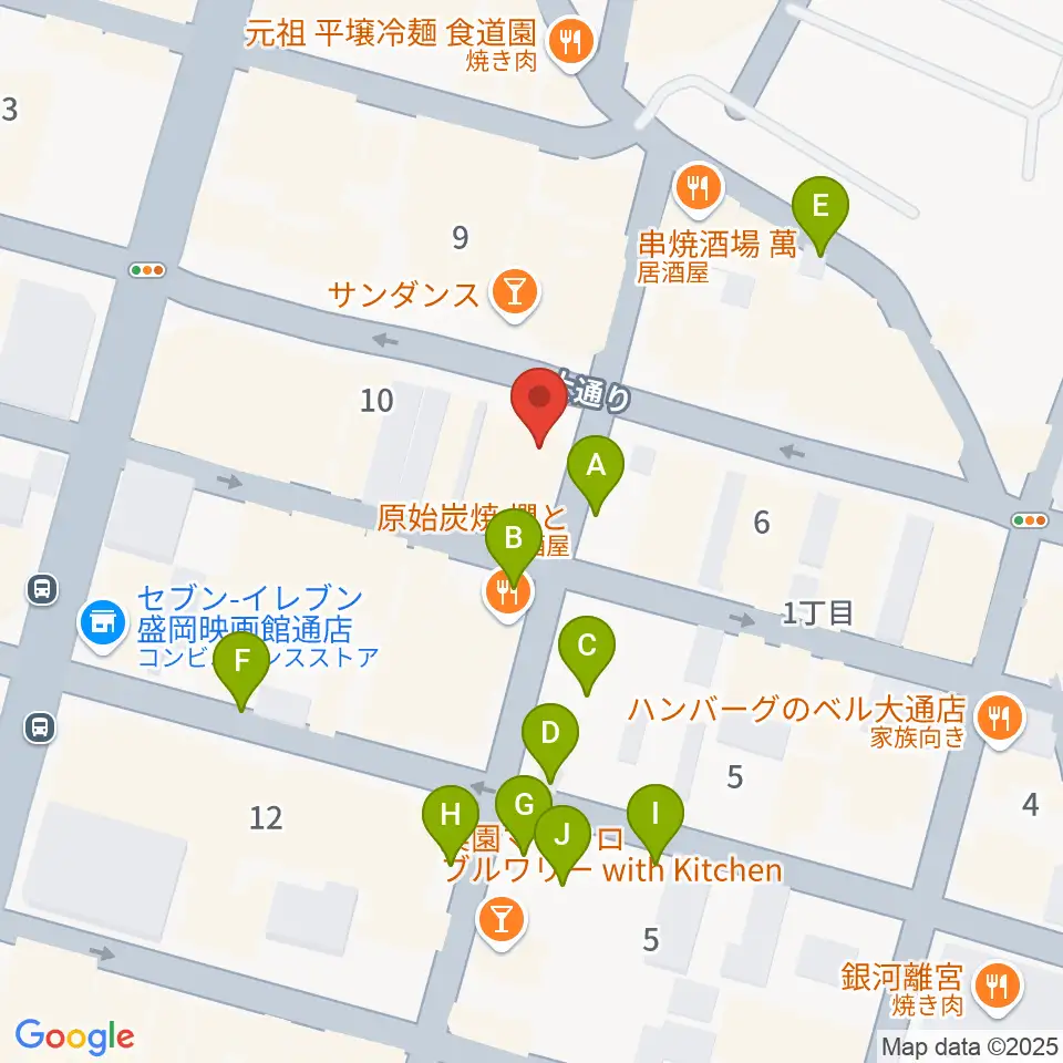 カワイ盛岡店周辺の駐車場・コインパーキング一覧地図