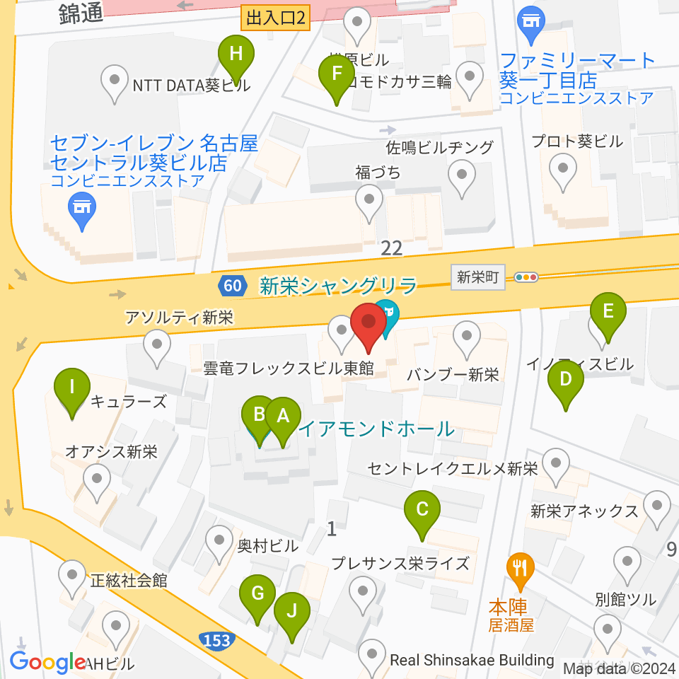 新栄Live & Lounge Vio周辺の駐車場・コインパーキング一覧地図