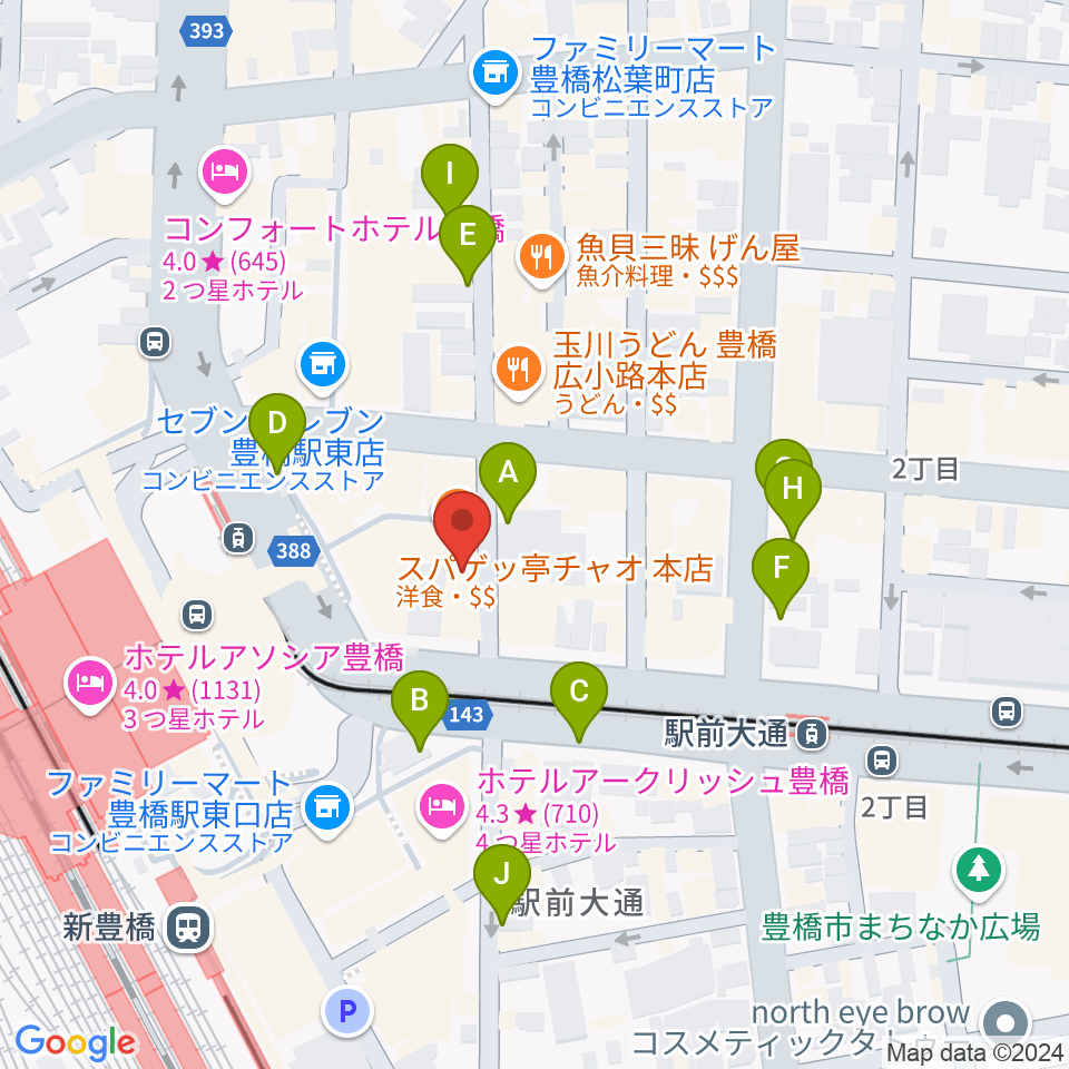 豊橋club KNOT周辺の駐車場・コインパーキング一覧地図