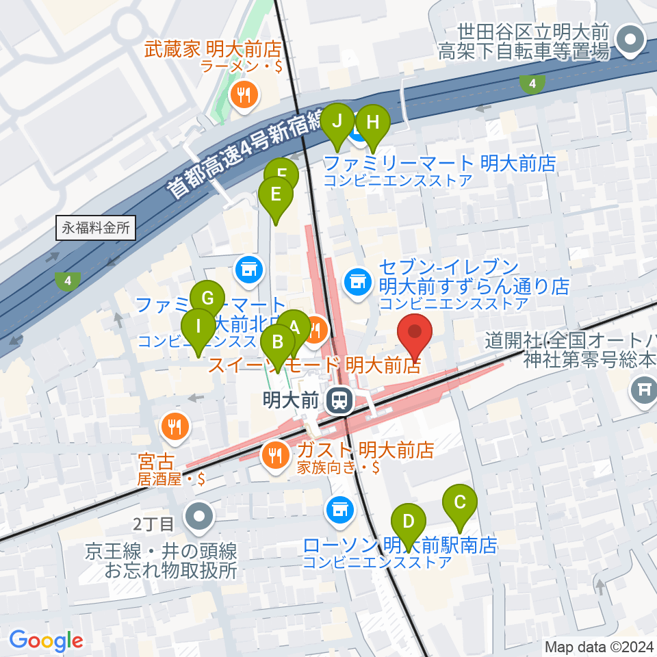 ガードアイランドスタジオ明大前店周辺の駐車場・コインパーキング一覧地図